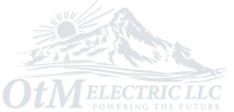 OtM Electric LLC logo featuring a mountain and sunbeam design.